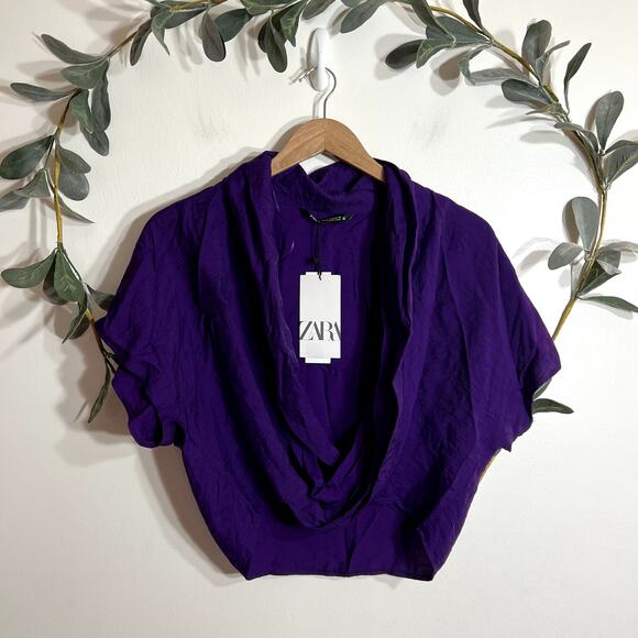 NWT Zara Purple Short Sleeve Blouse - Picture 1 of 4